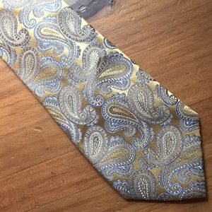 Silk Blue and Gold Paisley Necktie